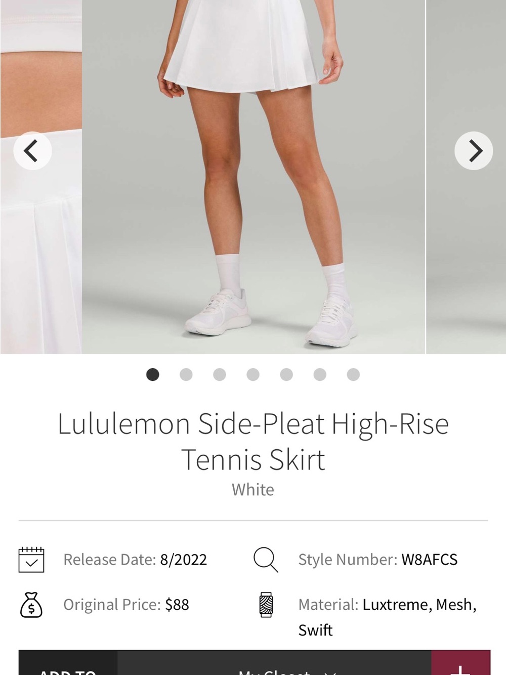 lululemon athletica White Side-Pleat High-Rise Tennis Skirt